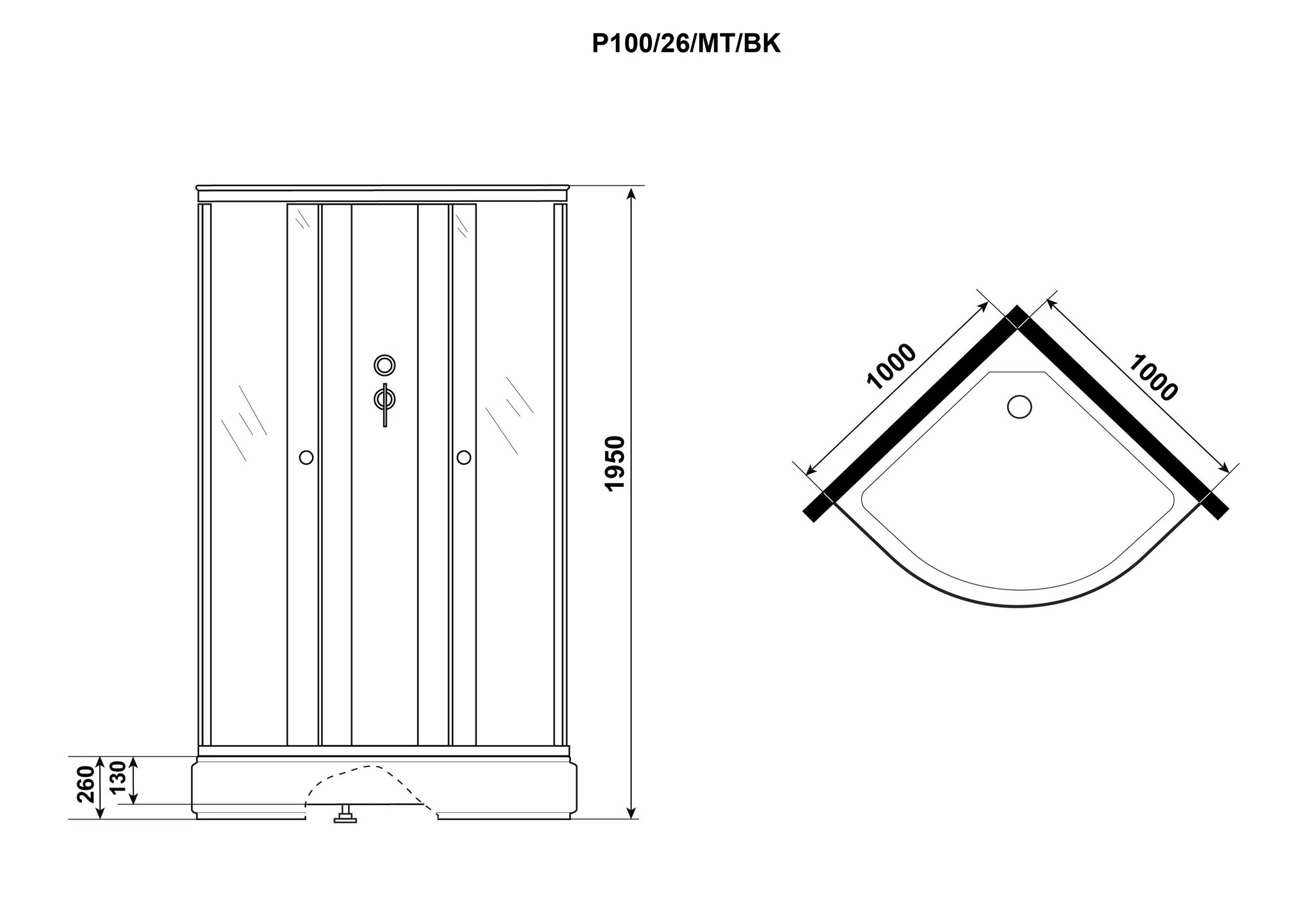 Душевая кабина Niagara Promo P100/26/MT/BK 100х100х195