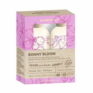 Косметический набор женский VEGAN.Love.Studio BONNY BLOOM (Веган Лав Студио Бонни Блум) гель + шампунь, 600 мл