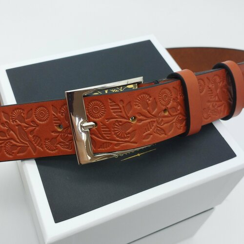 фото Ремень brissa, размер 46, красный, коричневый