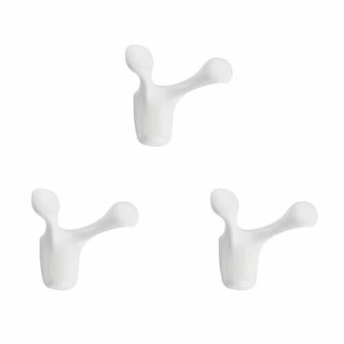 Крючок мебельный двухрожковый EDSON белый матовый (комплект 3 шт.)