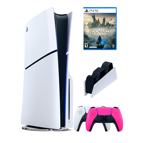 PS5 (ПС5) Игровая приставка Sony PlayStation 5 Slim disc + 2-й геймпад(розовый) + зарядное + игра Hogwarts