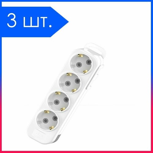 3 шт Колодка для Удлинителя 4 гнезда С Заземлением Шторки Белый 16А IP20 Myra EL-BI 1963₽