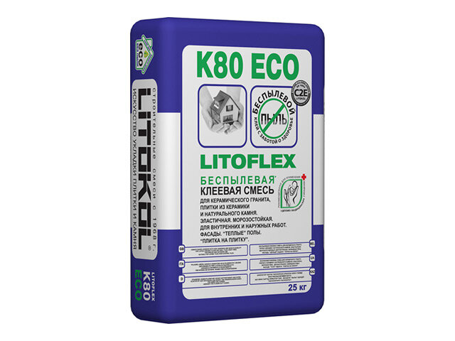 Клей для керам. плитки litokol litoflex k80 eco 25кг, арт. k80e/25