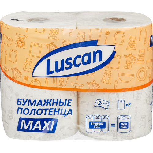 Luscan Полотенца бумажные LUSCAN Maxi 2 слоя, с тиснением, 2рул/уп полотенца бумажные melia soft 15м 2сл 2рул 60л