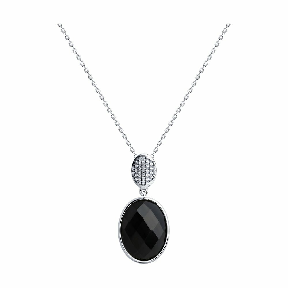 Колье Diamant online, серебро, 925 проба, агат, фианит