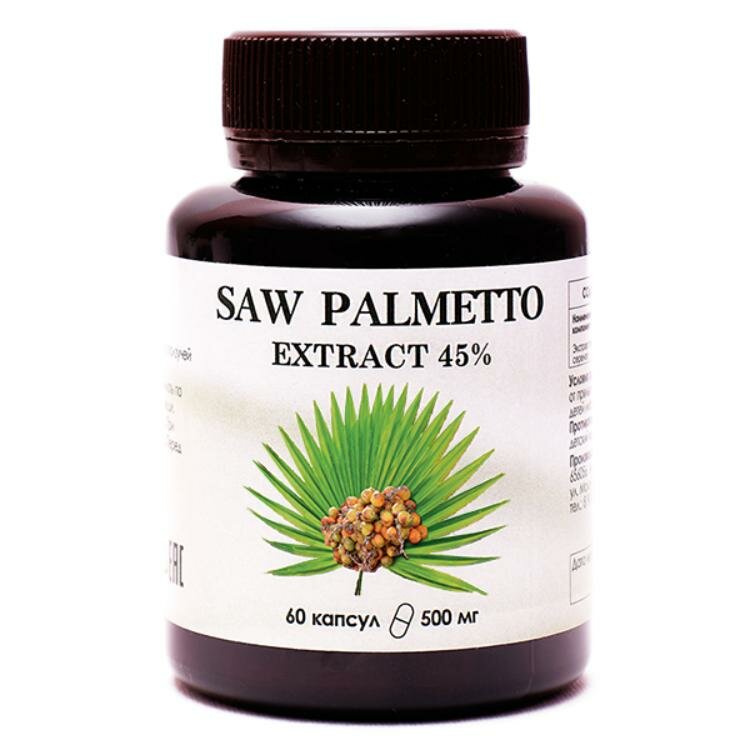 Saw Palmetto Extract (ягоды пальмы сереноа) – EXTRACT 45%. 60 капсул 500 мг.