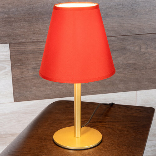 Настольная лампа, светильник настольный с абажуром арт. MA-40431-G+R Цвет золотой, абажур красный.