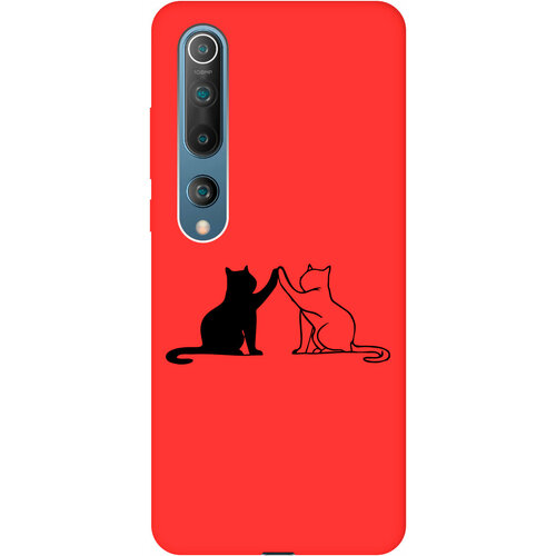 Силиконовый чехол на Xiaomi Mi 10, Сяоми Ми 10 Silky Touch Premium с принтом Cats красный матовый soft touch силиконовый чехол на xiaomi mi 5s сяоми ми 5 эс с 3d принтом cats w черный