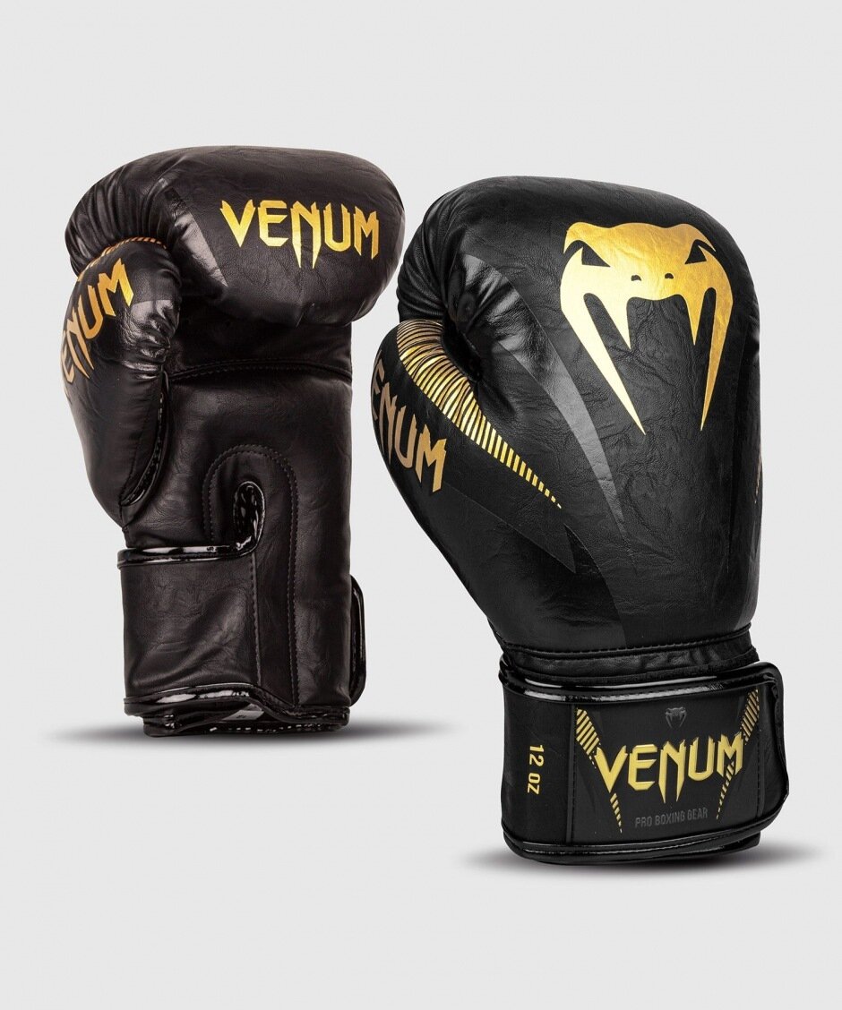 Боксерские перчатки тренировочные Venum Impact - Black/Gold (10 oz)