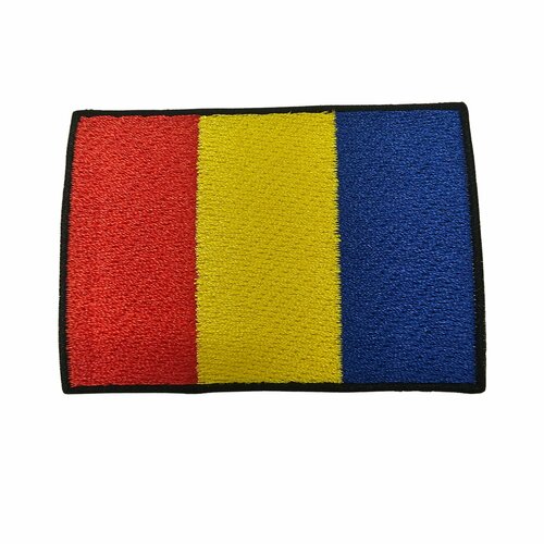 Нашивка шеврон патч, Флаг Румынии на липучке, размер 80x55 мм