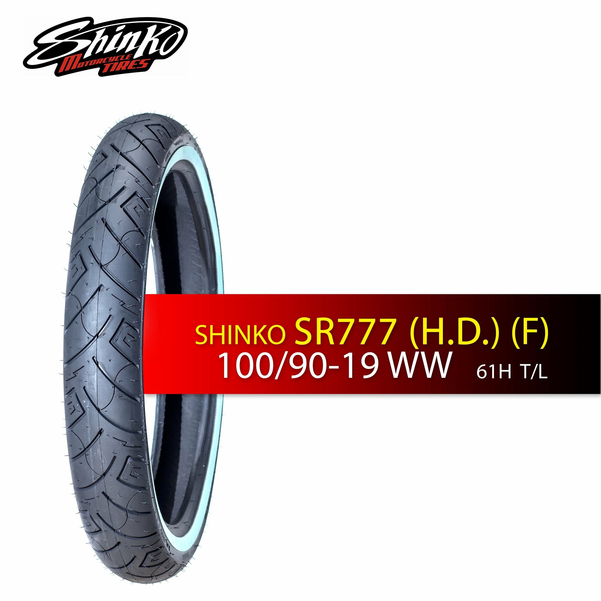 Мотошина / шина для мотоцикла Shinko SR777 100/90-19 61H TL WW (Белобокая)