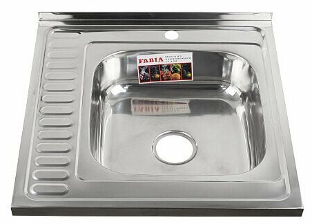 Мойка накладная FABIA 62273R 60х60 см правая сифон нержавеющая сталь