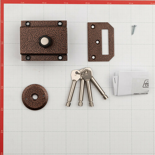 Замок накладной цилиндровый DELGA Титан, медный, 1 шт.