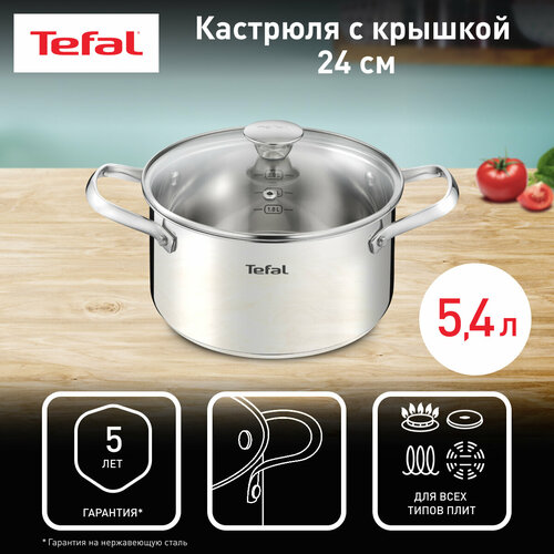 Кастрюля Tefal Cook Eat, 5.4 л, диаметр 24 см