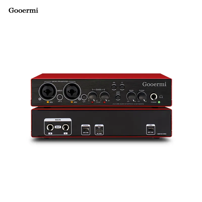 Аудиоинтерфейс для электрогитары Gooermi SUM-U22, внешняя звуковая карта для записи/воспроизведения звука