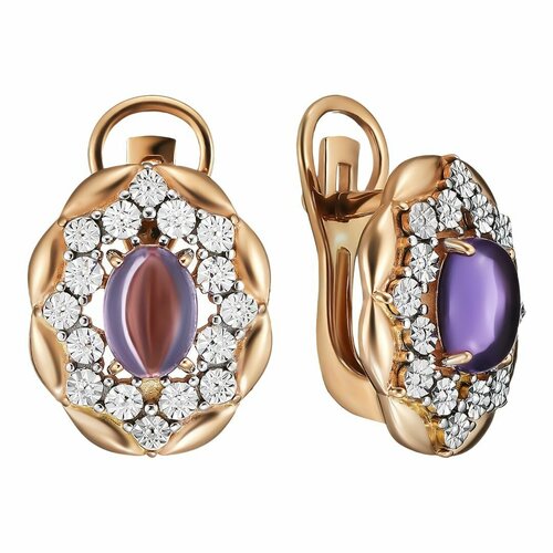 Серьги UVI Ювелирочка, серебро, 925 проба, золочение, аметист, золотой, серебряный
