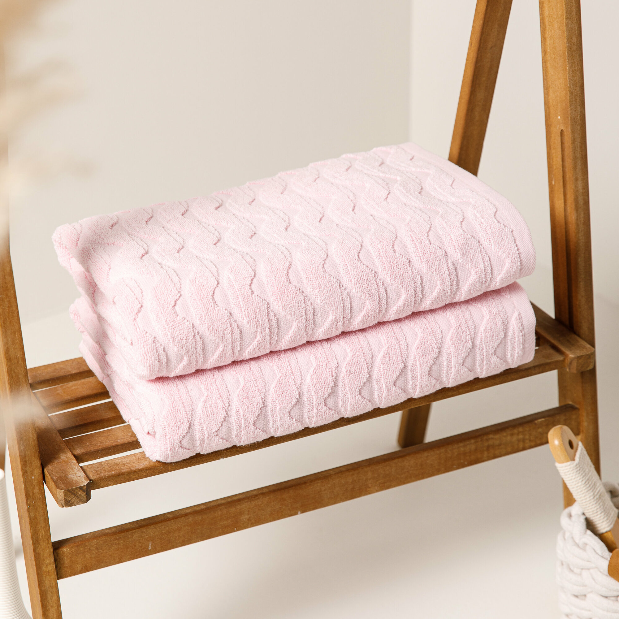 Набор полотенец WINDSLOW Waves 70x140 см, 2 штуки, розовый цвет - фотография № 3