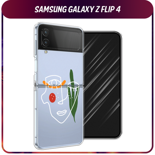 Силиконовый чехол на Samsung Galaxy Z Flip 4 / Самсунг Галакси Зет Флип 4 Минималистичный принт белый, прозрачный