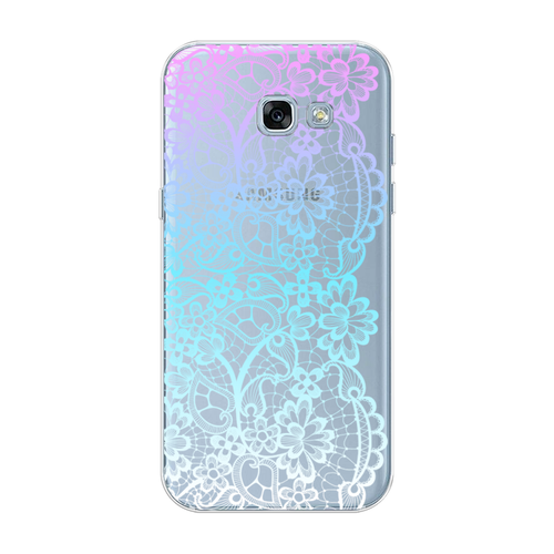 Силиконовый чехол на Samsung Galaxy A3 2017 / Самсунг Галакси A3 2017 Радужный кружевной узор, прозрачный пластиковый чехол вдв лого на samsung galaxy a3 2017 самсунг галакси а3 2017
