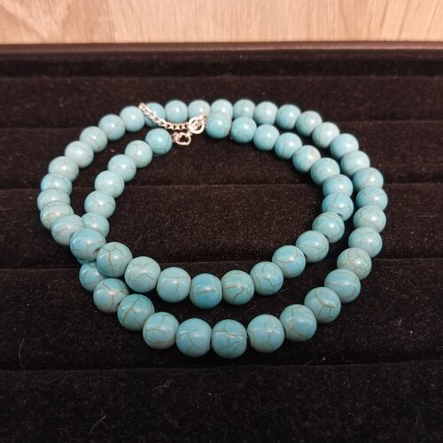 Колье, бирюза, длина 40 см, голубой, бирюзовый