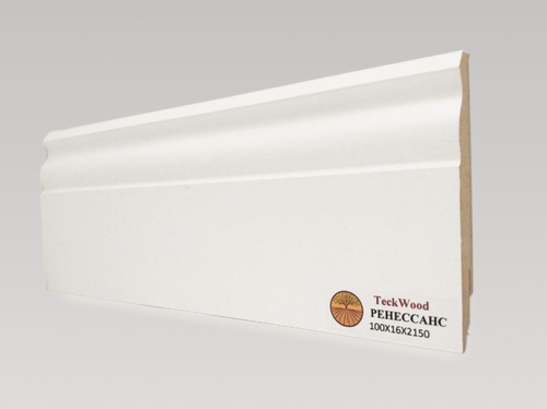 Изображение товара Плинтус TeckWood 16х100 мм (13 метров) белый ударопрочный напольный широкий мдф под покраску высокий Ren10016 6 шт