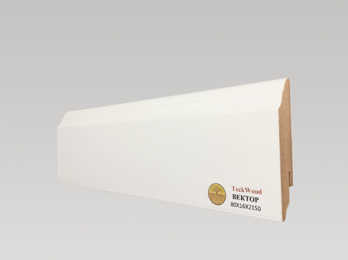 Изображение товара Плинтус TeckWood 80х16 мм (13 метров) ударопрочный белый мдф напольный деревянный Вектор 8016 6 шт