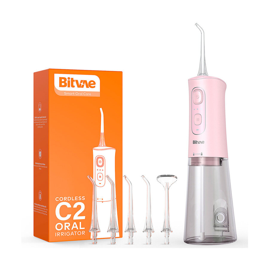 фото Портативный ирригатор Bitvae С2 Water Flosser (6 насадок) (С2) GLOBAL, розовый