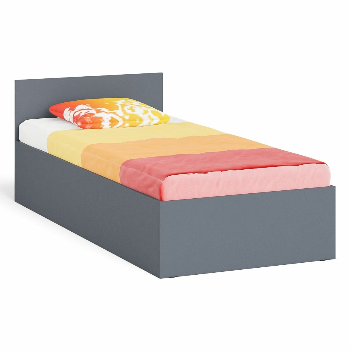Кровать Мори 900 цвет графит, ШхГхВ 93,5х203,5х70 см, сп. м. 900х2000 мм, без матраса, основание есть