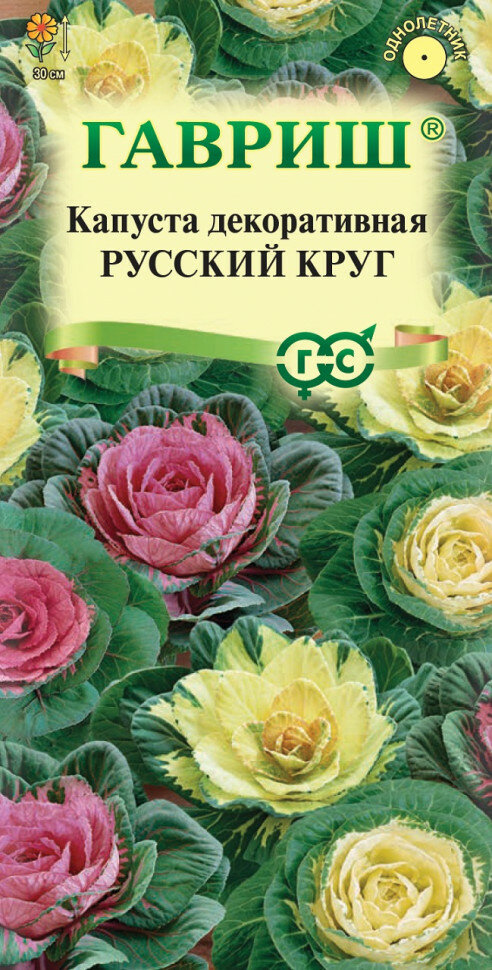 Семена Капуста декоративная Русский круг 005г Гавриш Цветочная коллекция 20 пакетиков