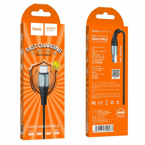 Кабель USB - Type-C Hoco X38 Cool Charging (черный), 1 шт. кабель hoco x38 usb micro usb 2 4а 1 метр черный
