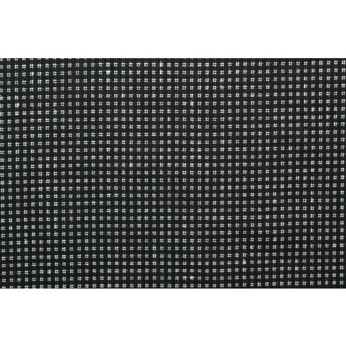 Ткань Лён-жаккард костюмный чёрно-белый с клеточками 0,5 м