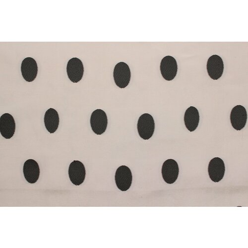 Ткань Шелк-тафта-жаккард молочная в чёрный горошек, двух лицевая, ш119см, 0,5 м