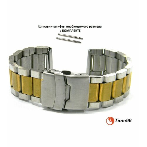 Браслет диаметр шпильки 1.5 мм, размер 22мм, серебряный, золотой ремешок раскладной замок для мужчин размер 22мм серебряный