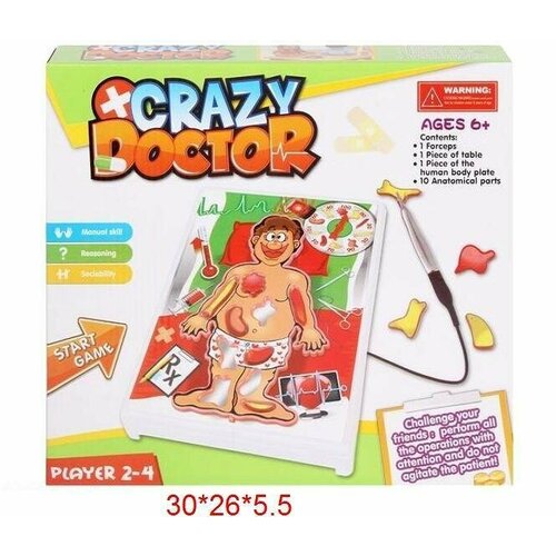Обучающая игра Crazy Doctor на батарейках в коробке развивающая игра 7292 чудо школа на батарейках в коробке