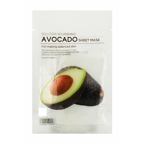 Питательная тканевая маска для лица с экстрактом авокадо / Tenzero Solution Nourishing Avocado Sheet Mask