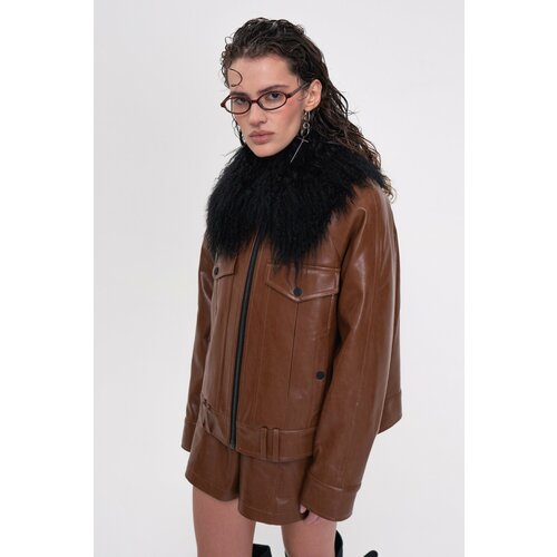 Куртка SHI-SHI, размер 44, коричневый ремень shi shi натуральная кожа металл для женщин размер s длина 80 см коричневый
