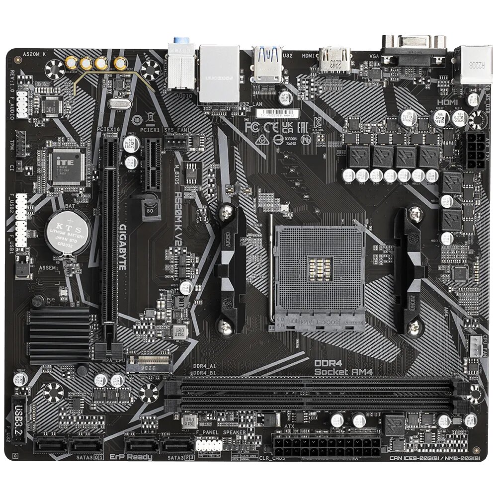 Материнская плата GIGABYTE A520M K V2, SocketAM4, AMD A520, mATX — фото 1