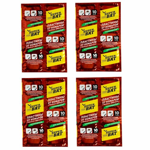 Пластины от комаров и мух Super Bat - 40шт