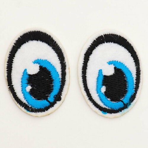 Набор термонаклеек Глаза: правый и левый, 2.7 x 2 см, овальный, цвет голубой, 100 шт.