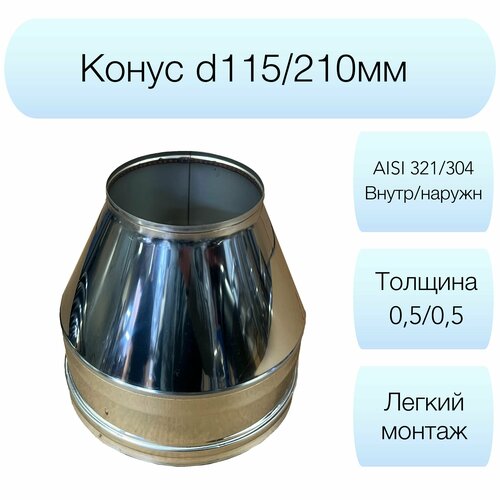 Конус факел Вулкан d115/210мм AISI 321/304