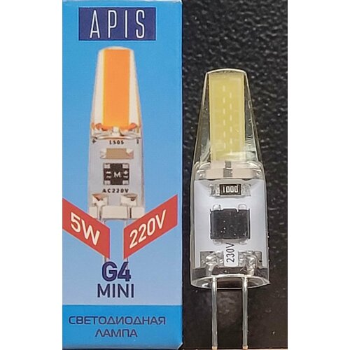 фото Светодиодная лампа apis mini капсула g4 220v 5w 6400k (35x9 мм)