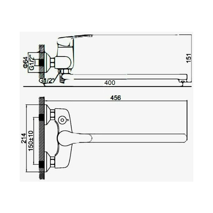 Смеситель для ванны D-Lin D149308 ф35мм, излив 30 см - фото №3