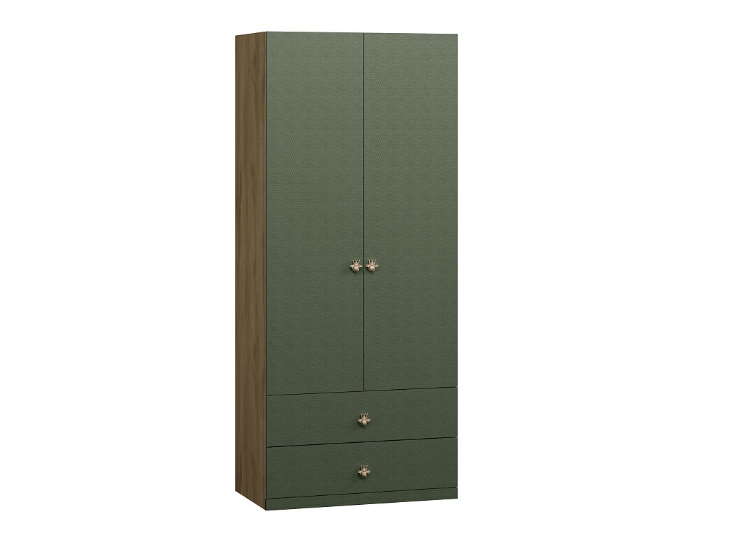 Шкаф распашной Скарабей-2.2 Пантано 90x52x210 зеленый двухдверный для одежды с 2 ящиками