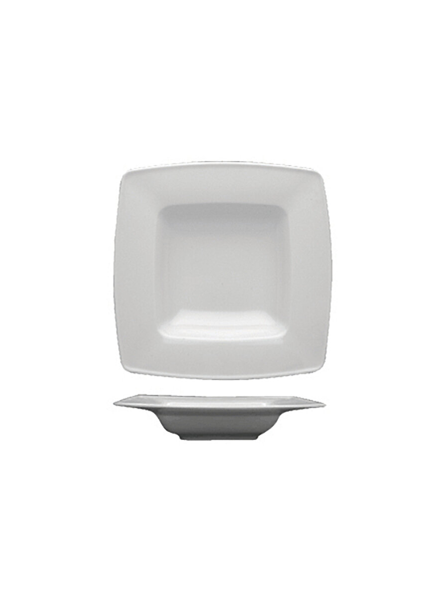 фото Набор из 2 глубоких тарелок "Victoria" квадратная, 21,7х21,7х4,5 см, 290 мл, белый, фарфор, Lubiana, 2719