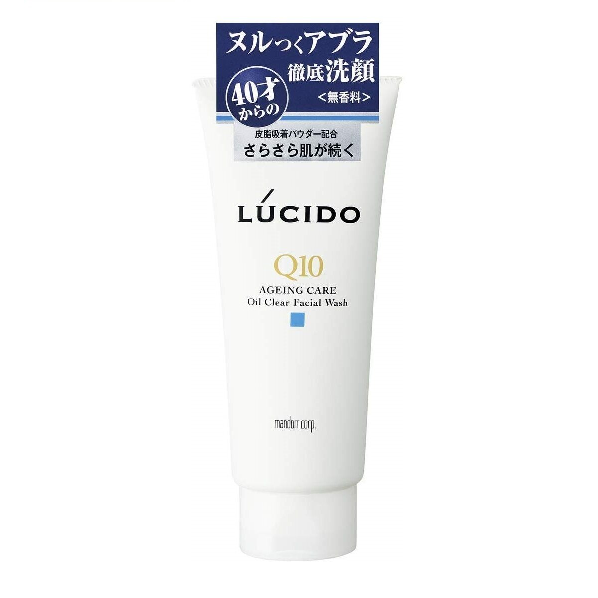 Mandom Пенка, растворяющая жировые загрязнения в порах кожи лица, Lucido Oil Clear Facial Foam, для мужчин после 40 лет, без запаха, красителей и консервантов, 130 г