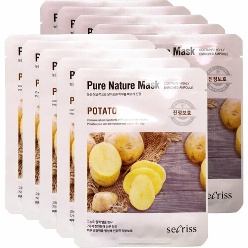 Маска для лица тканевая Anskin Secriss Pure Nature Mask Pack (Potato), 10 шт (СГ до 11.2024г.)