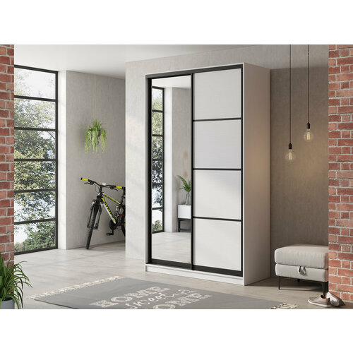 Шкаф купе для одежды Матэрна лофт белый зеркало 120х45х240 см 31390₽