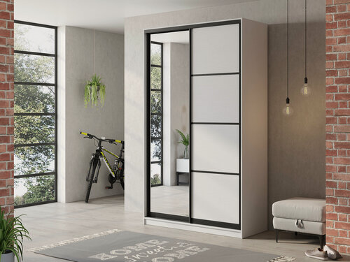 Изображение товара Шкаф купе для одежды Матэрна лофт белый + зеркало, 110х65х240 см