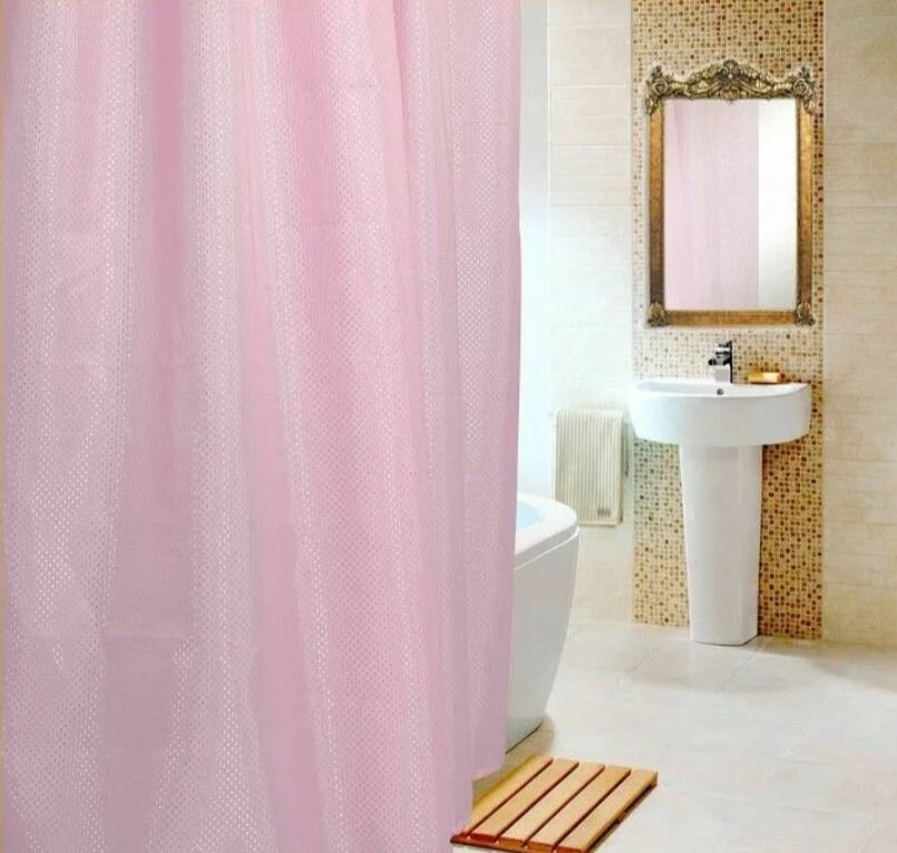 Штора для ванной комнаты водоотталкивающая 180х180см розовый