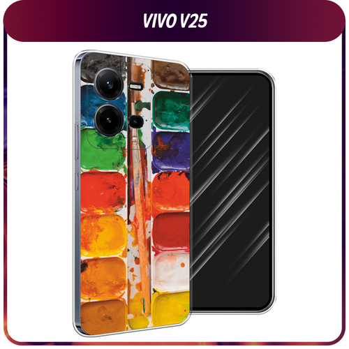 Силиконовый чехол на Vivo V25/V25e / Виво V25/V25e Акварель силиконовый чехол на vivo v25 v25e виво v25 v25e розовые разводы рисунок